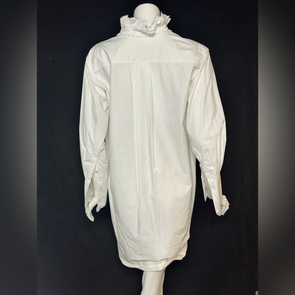 Isabel Etoile Marant Size 36 White Ruffled Long Sleeve Tunic Dress - Picture 9 of 10